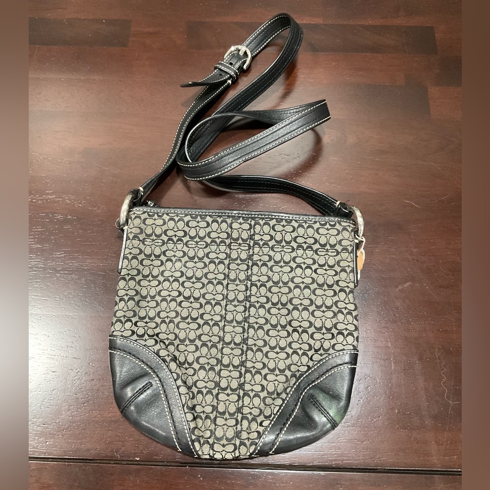 VINTAGE COACH‎ CANVAS AND LEATHER SIGNATURE LOGO CROSSBODY BAG